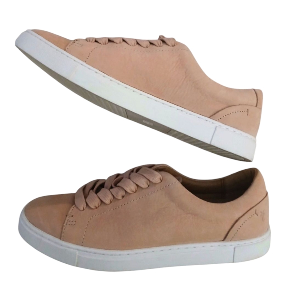 FRYE Women’s Ivy Low Suede Lace Up Pink Neutral Casual Sneakers 7 M--Like NEW!